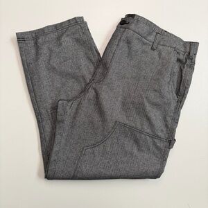 Houston White Pants Carpenter Tweed Pockets Drawstring Herringbone Black White